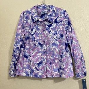 Vtg Koret Jacket Size XL Printed Button Front Purple Pink